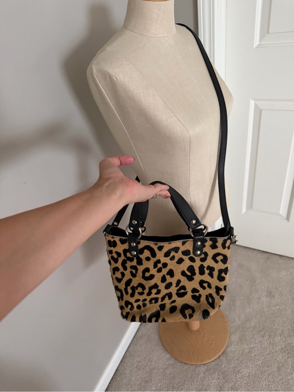 Maurizio Tauti Cheetah Print Calf Hair on Leather Tote Bag